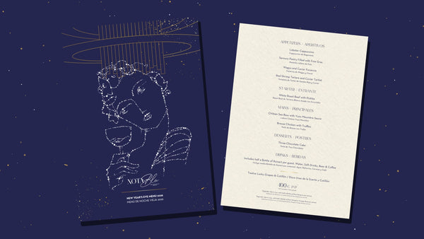 Nota Blu Madrid New Year’s Eve menu 2026 — cover and menu