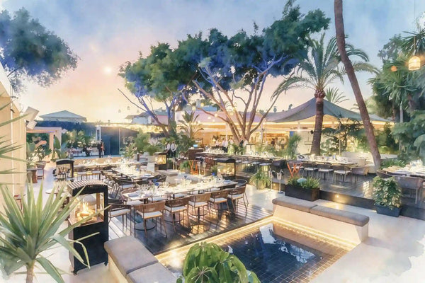 Nota Blu terrace at dusk on the Golden Mile, Marbella