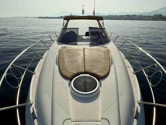 Sunpad area on the bow of Sessa C35 yacht in Marbella