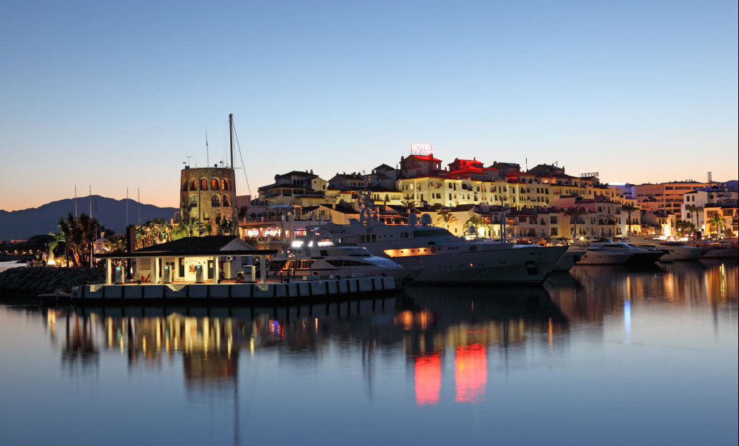 Puerto Banús at night in Marbella during summer