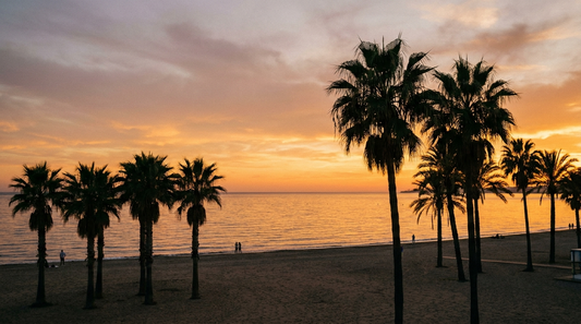 Golden-hour sunset over the Mediterranean in Marbella, Costa del Sol