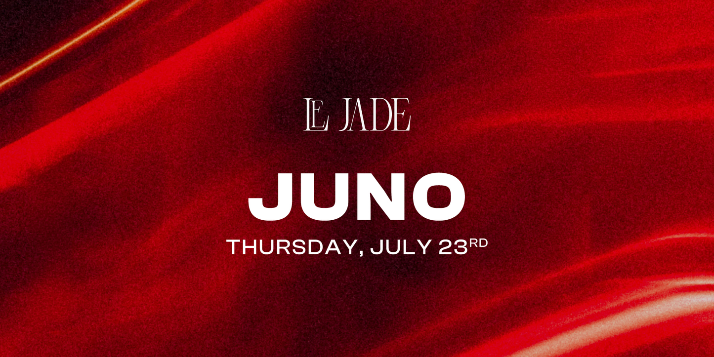 Juno at Le Jade Marbella — Thursday 23 July 2026, event flyer