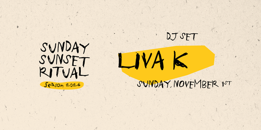 Sunday Sunset Ritual with LIVA K — La Plage Casanis Marbella, 1 November 2026, event flyer