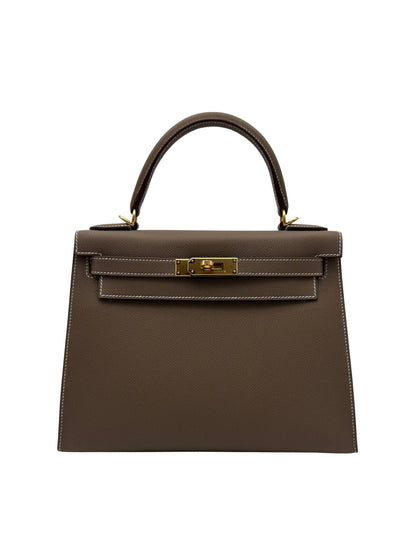 Hermès Kelly 28 — Etoupe Epsom Leather, Gold Hardware (2025)