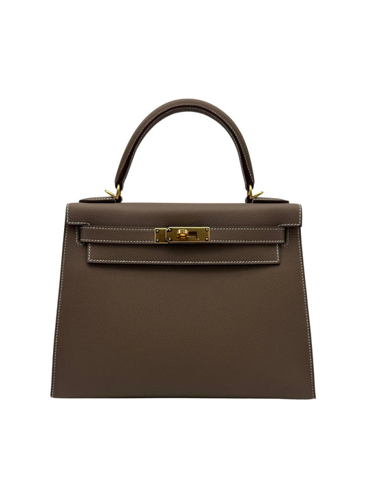 Hermès Kelly 28 — Etoupe Epsom Leather, Gold Hardware (2025)