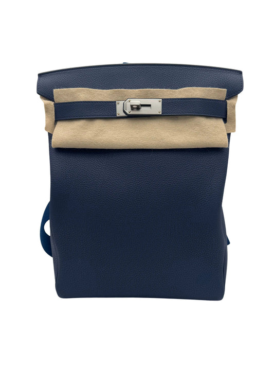 Hermès HAC À Dos GM — Blue Navy Togo Leather, Palladium Hardware (2024)