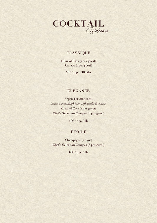 Casanis Bistrot Christmas menus 2026 — welcome cocktail packages