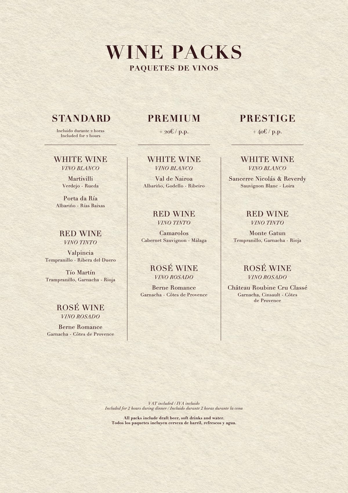 Casanis Bistrot Christmas menus 2026 — wine packs