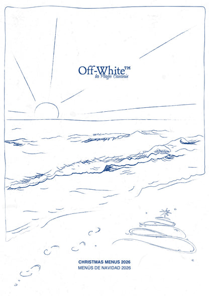 La Plage Casanis Christmas menus 2026 — cover (Off-White™ la Plage Casanis)