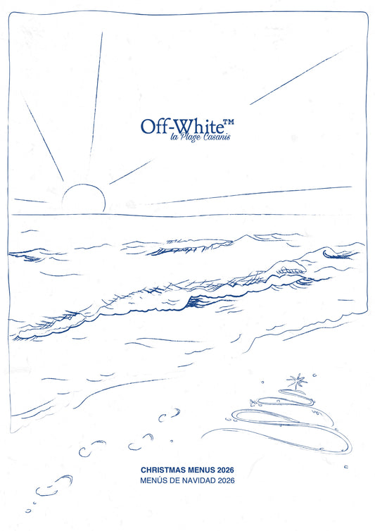La Plage Casanis Christmas menus 2026 — cover (Off-White™ la Plage Casanis)