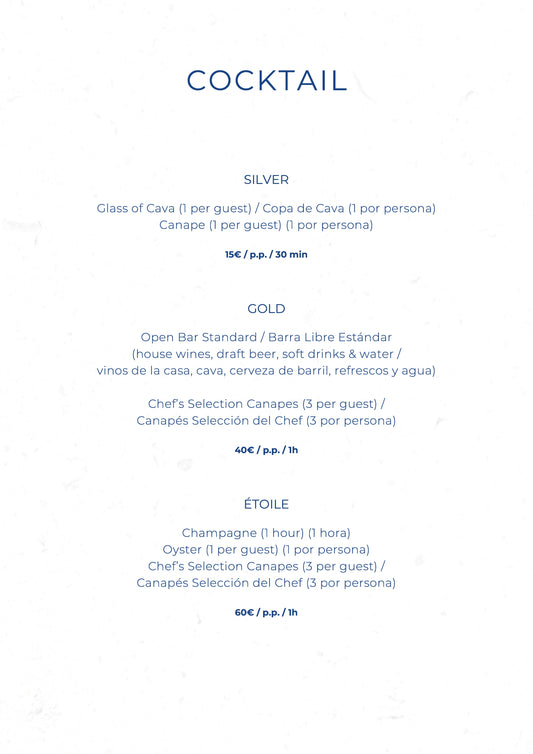La Plage Casanis Christmas menus 2026 — cocktail packages