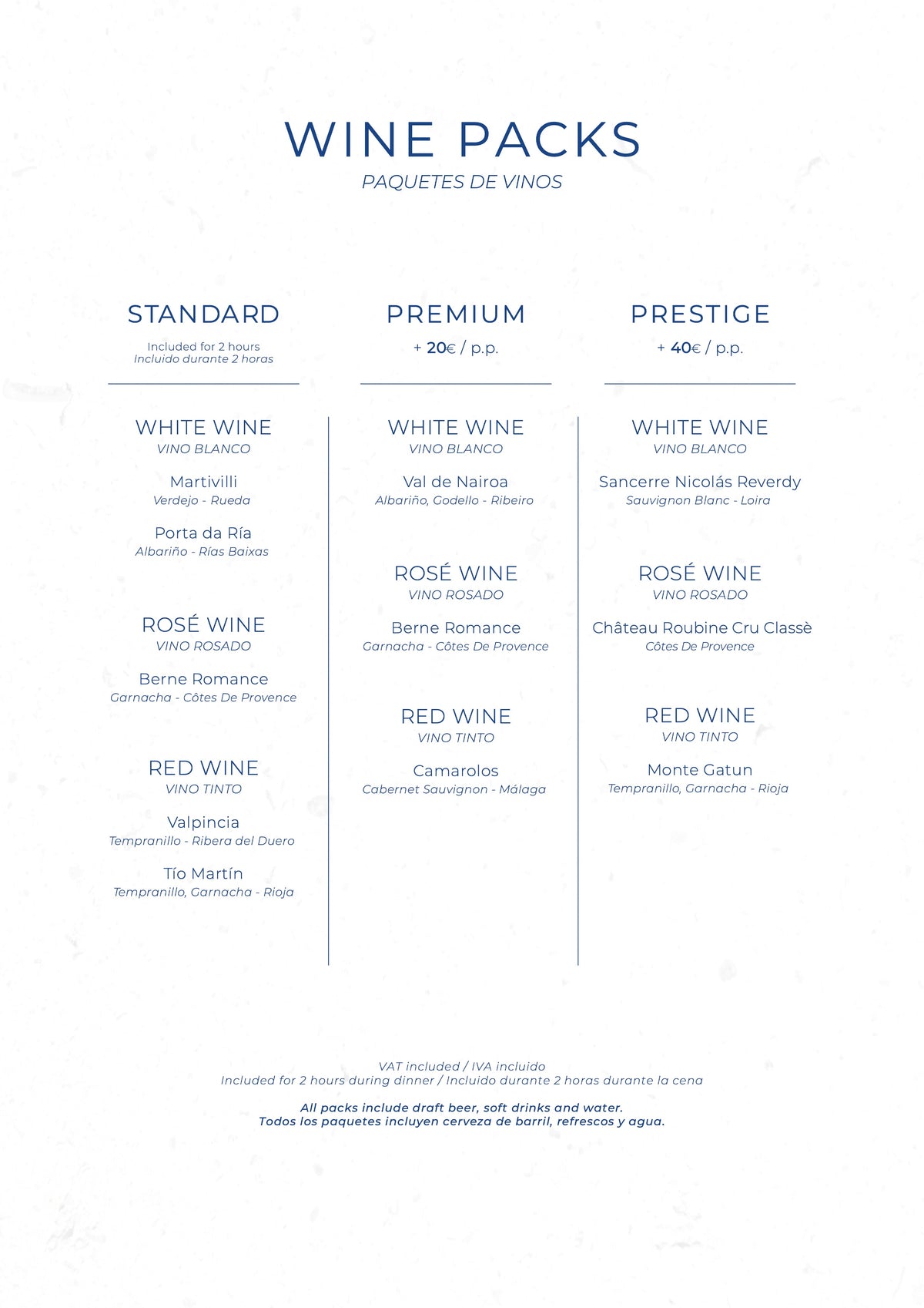 La Plage Casanis Christmas menus 2026 — wine packs