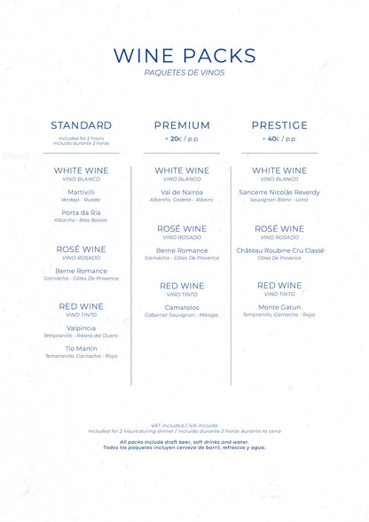 La Plage Casanis Christmas menus 2026 — wine packs