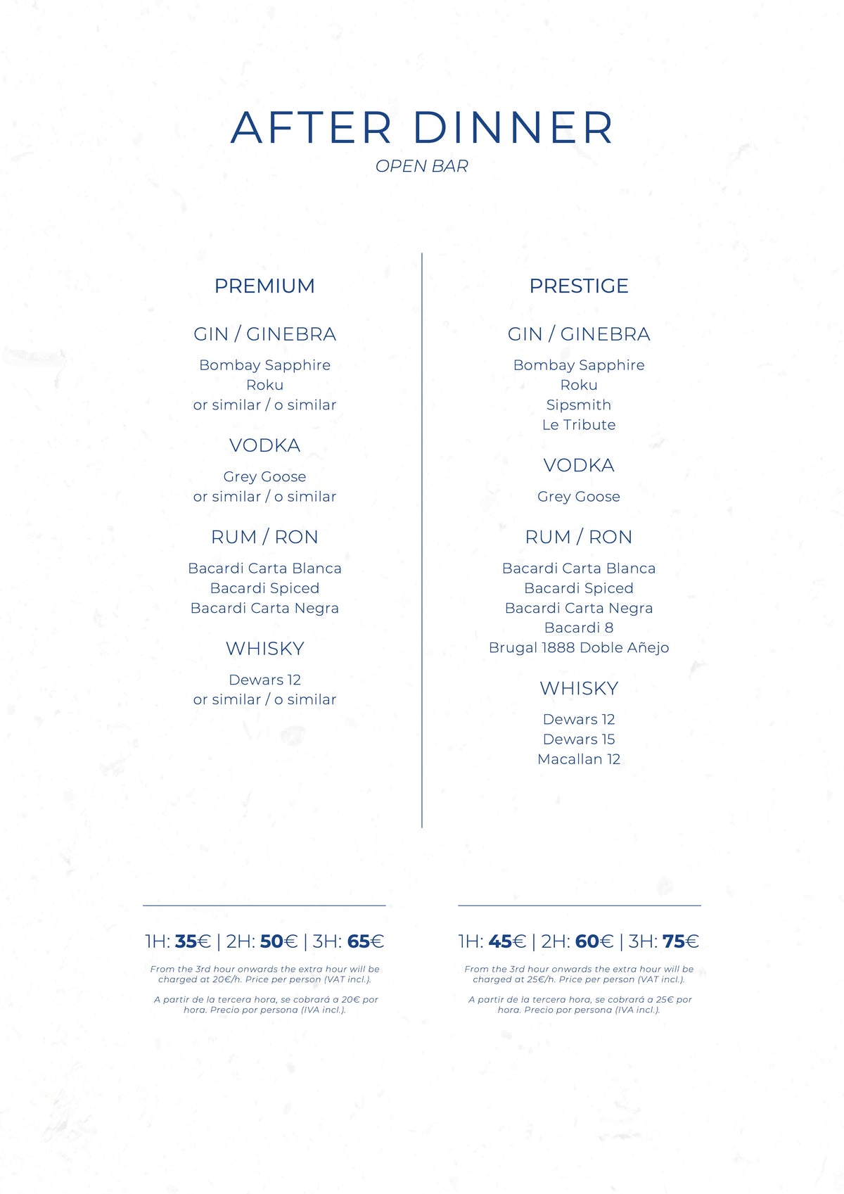 La Plage Casanis Christmas menus 2026 — after-dinner open bar