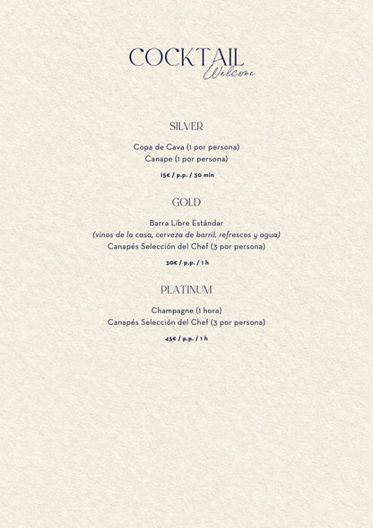 Nota Blu Madrid Christmas menus 2026 — welcome cocktail packages