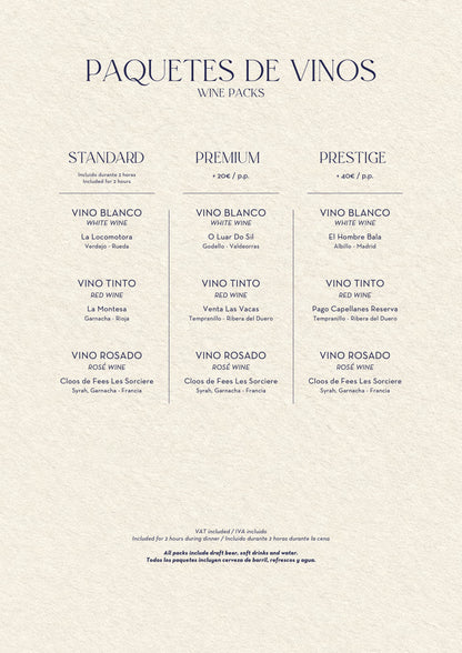 Nota Blu Madrid Christmas menus 2026 — wine packs
