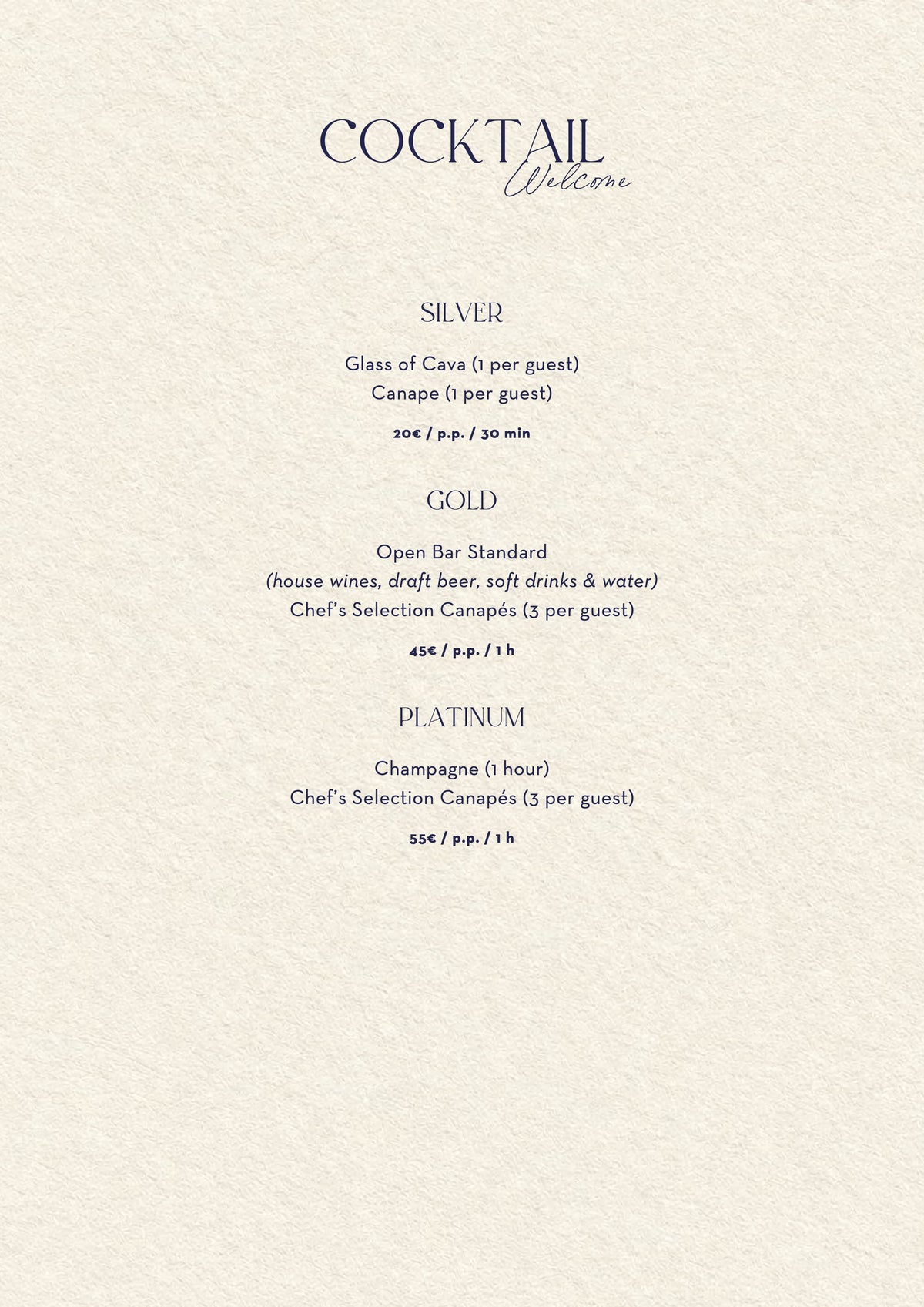 Nota Blu Marbella Christmas menus 2026 — welcome cocktail packages