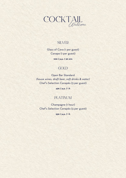 Nota Blu Marbella Christmas menus 2026 — welcome cocktail packages