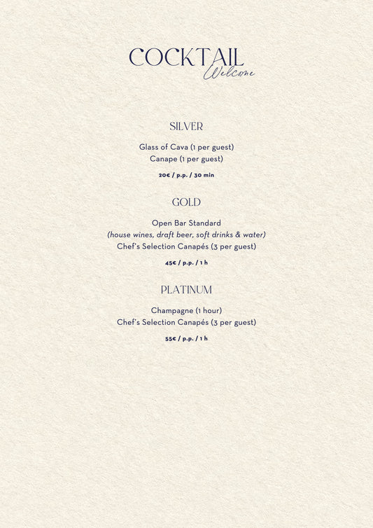 Nota Blu Marbella Christmas menus 2026 — welcome cocktail packages