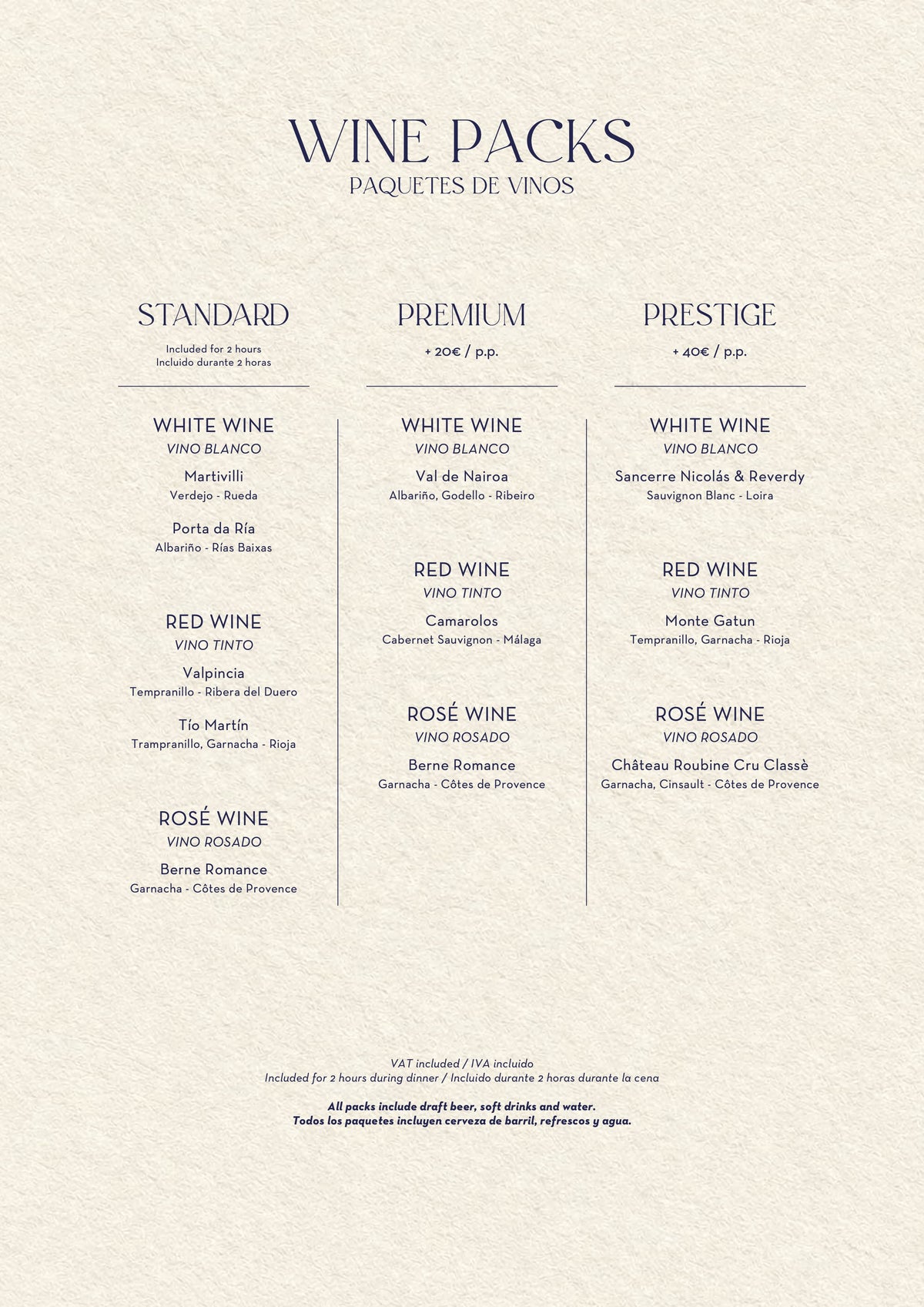 Nota Blu Marbella Christmas menus 2026 — wine packs