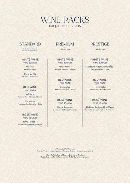 Nota Blu Marbella Christmas menus 2026 — wine packs