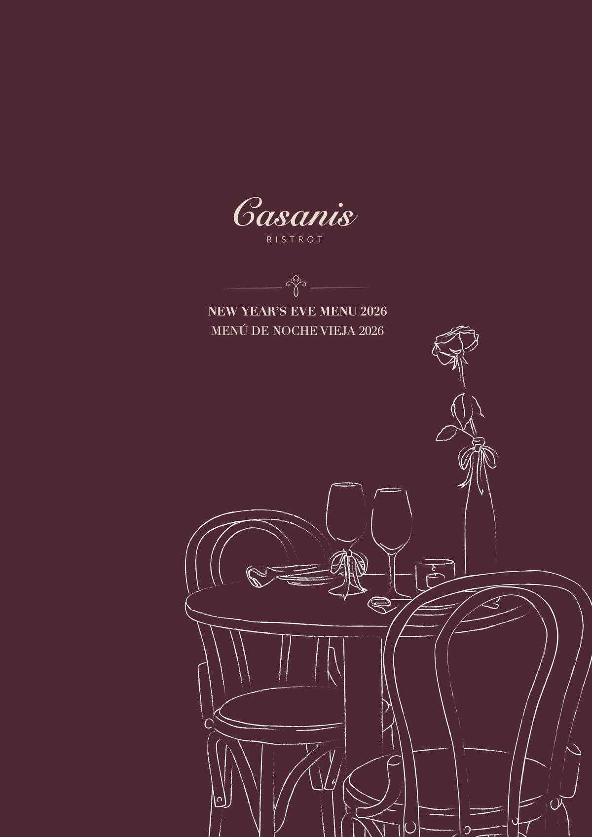 Casanis Bistrot New Year’s Eve menu 2026 — cover