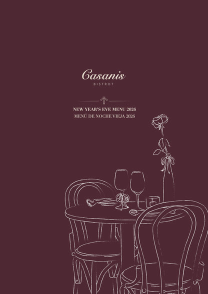 Casanis Bistrot New Year’s Eve menu 2026 — cover