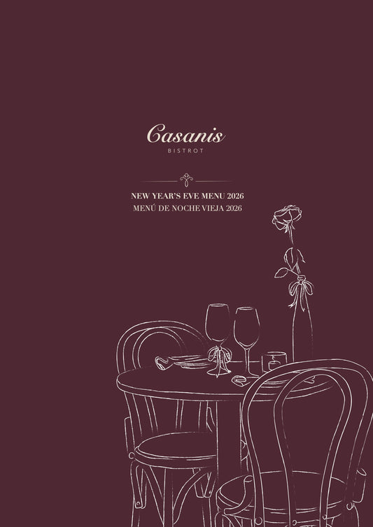 Casanis Bistrot New Year’s Eve menu 2026 — cover