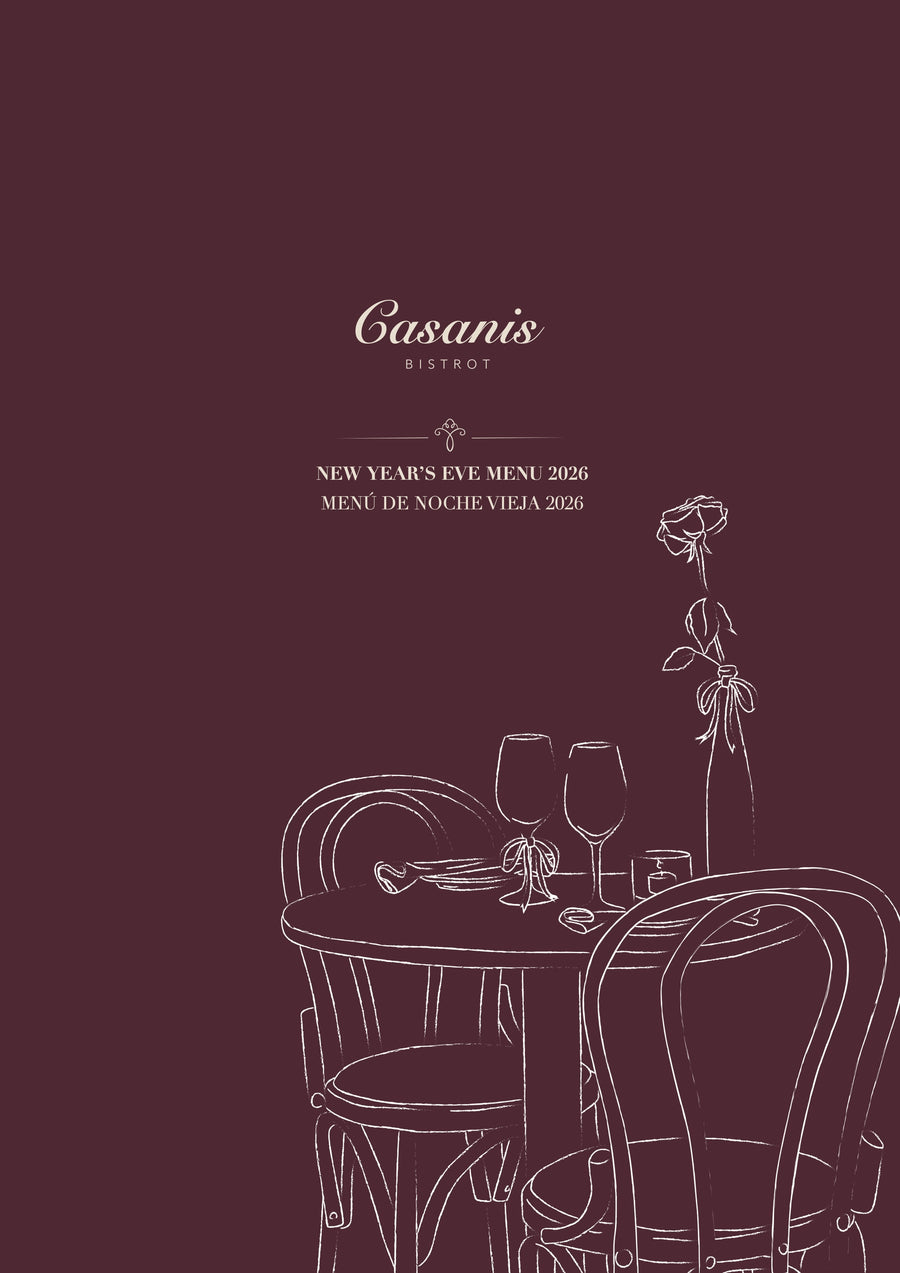 Casanis Bistrot New Year’s Eve menu 2026 — cover