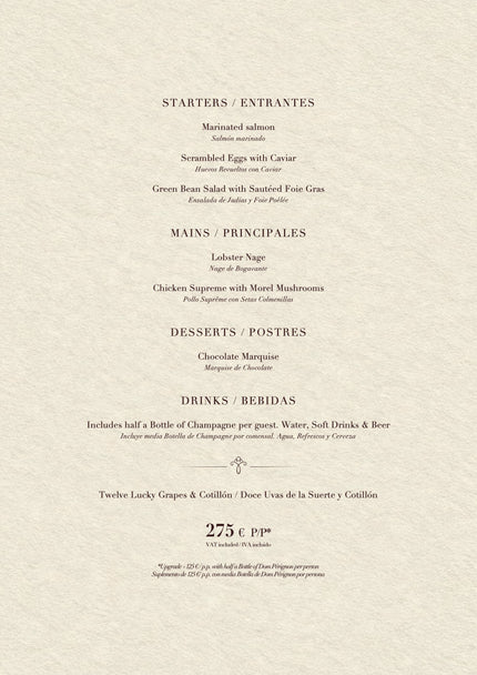 Menu du réveillon 2026 · Casanis Bistrot — 2